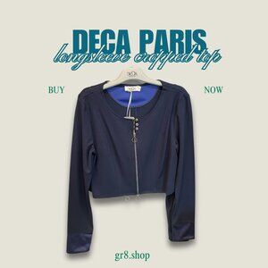 Deca Paris Long Sleeve Cropped Top Navy XS